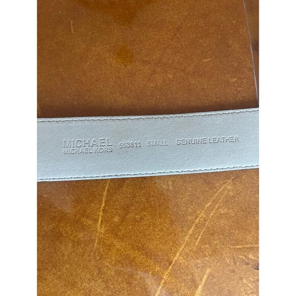 Michael Michael Kors Brown Leather Belt with Brushed Silver Buckle Small - Picture 4 of 4